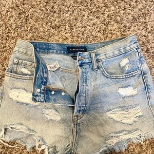 Aeropostale Women's Light Blue Ripped Jean Shorts